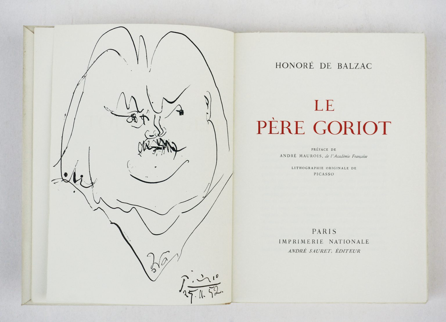 1952 Book Picasso Le Pere Goriot Original Lithograph Honore De Balzac