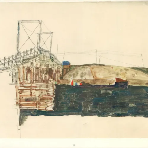 Egon Schiele Lithograph 32, The Bridge, 1968