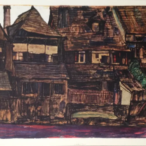 Egon Schiele Lithograph 12, House in Krumau, 1968