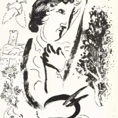 Chagall Lithograph "In front of the picture" V2 Mourlot 1963