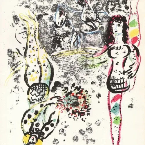 Marc Chagall Lithograph, Acrobat at play 1963