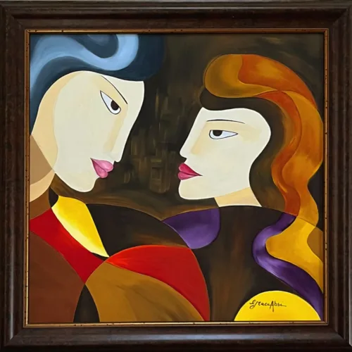 Grace Absi First Date 2001 Oil Painting on Canvas Framed