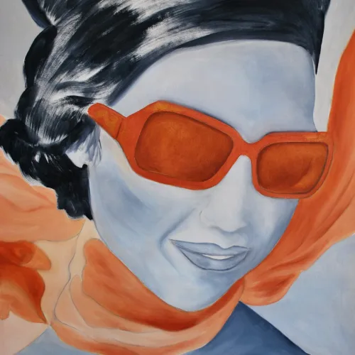 Grace Absi Foulard Orange Oil Painting on Canvas