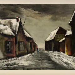 Vlaminck Lithograph 26, Alainville under snow 1958