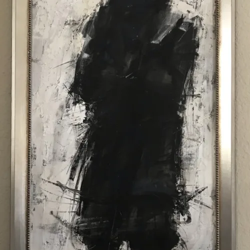 Aldo Luongo Man in Black Original Oil Painting on Canvas 1971