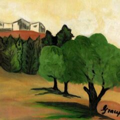 Grace Absi House on hill oil painting