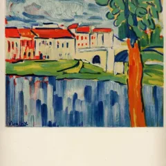 Vlaminck Lithograph 12, Chatou with red tree