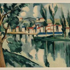 Title: The seine at Chatou   Artist: Maurice de Vlaminck Country: France Medium:  Lithograph - 15 Marks: Not Signed not numbered Paper Size:. 12.5 x 9.5 inch Printed: 1958 by Mourlot Provenance: Vlaminck Limited Edition book No, 296 /2000 Condition: Very Good Certificate of Authenticity Is Included