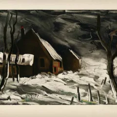 Vlaminck Lithograph 42, La maladrerie under snow