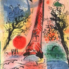 1960 Chagall Original Lithograph Vision of Paris