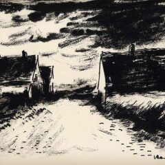 Vlaminck Original Lithograph signed Houses in Beauce 1958