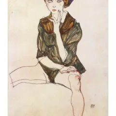 1981 Egon Schiele 23 Erotic Drawings Seated girl in green blouse