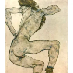 1981 Egon Schiele 28 Erotic Drawings Crouching Nude