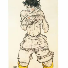 1981 Egon Schiele 35 Erotic Drawings kneeling semi nude