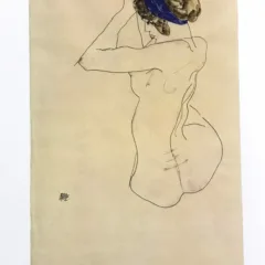 1981 Egon Schiele 15 Erotic Seated Nude with blue hair band