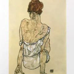 1981 Egon Schiele 33 Erotic Drawing Seated woman back view