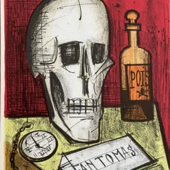 1968 Bernard Buffet Original Lithograph Fantomas w Skull