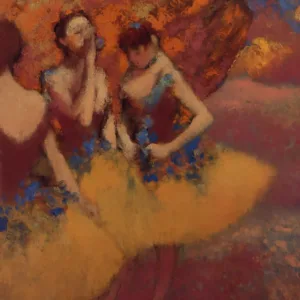 Degas Three dancers in yellow skirts