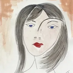 Grace Absi Portrait of a young lady 2006 Oil & Ink Painting on Paper