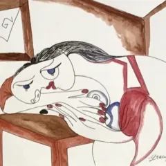 Grace Absi Sleeping woman 2006 Oil & ink Drawing on Paper