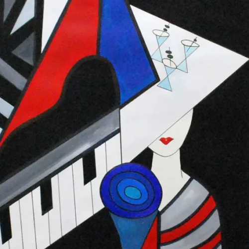 Grace Absi Piano Bar 2013 Acrylic Painting on Arches Paper 