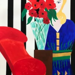 Grace Absi Red Chair 2017 Acrylic Painting on Arches Paper