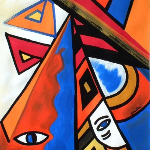 Grace Absi Les piramides 2001 Acrylic Painting on Arches Paper