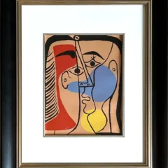 Picasso Linocut 1978 Large Red Blue & Yellow Head