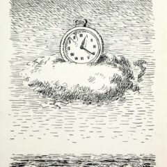 1966 Rene Magritte Lithograph Clock In Cloud Aube a l'Antipode