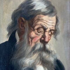 Jeno Gussich Hangarian 1950 Oil on Canvas Old Man 2