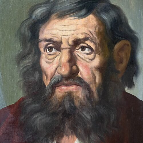 Jeno Gussich Hangarian 1950 Oil on Canvas Old Man 1