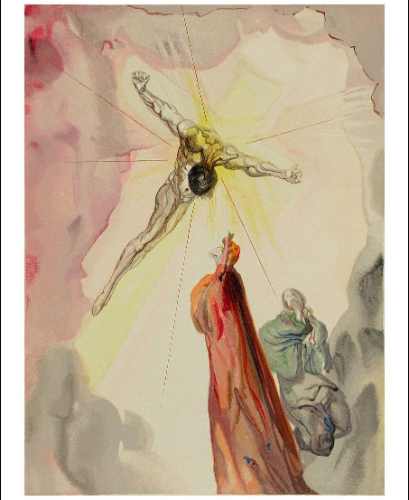 Salvador Dali Woodcut Apparition of Christ Paradise 14