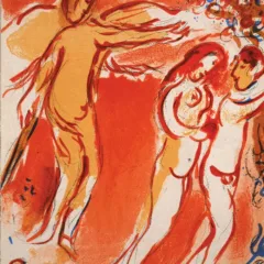 Marc Chagall, Original Lithograph 1960, Drawings for the Bible, Adam and Eve are banished from Paradise