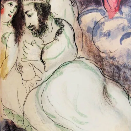 Marc Chagall, Original Lithograph 1960, Drawings for the Bible, Sarah and Abimelech