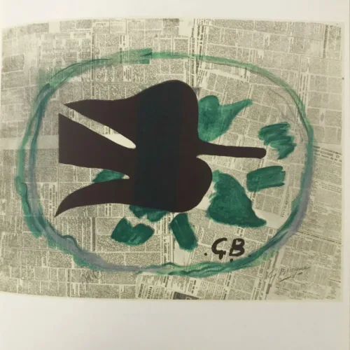 Braque Lithograph "l'oiseau dans le feuillage"1963 peinted Mourlot