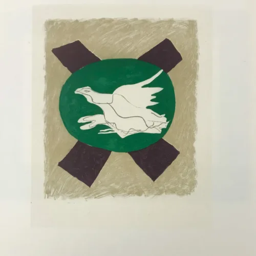 Braque Lithograph "Oiseau sur fond de x" 1963 Mourlot